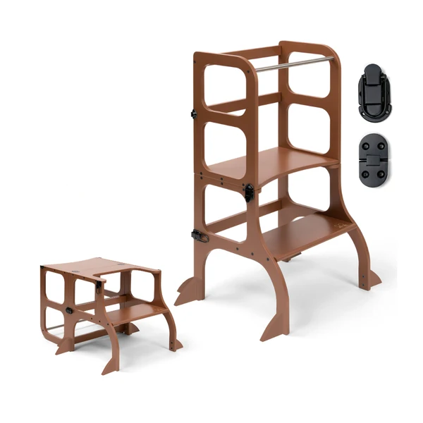 Tour d'apprentissage - table « Step'n'Sit », moka / fermoirs noirs