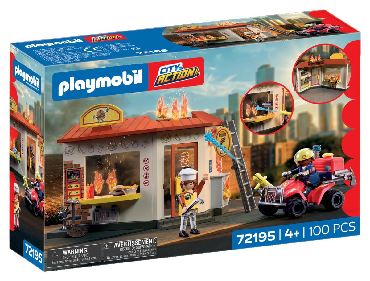72195 Restaurant en feu et pompier avec son quad