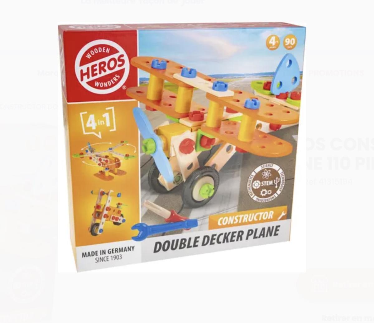 HEROS - Avion biplan 4 en 1 - 90pcs