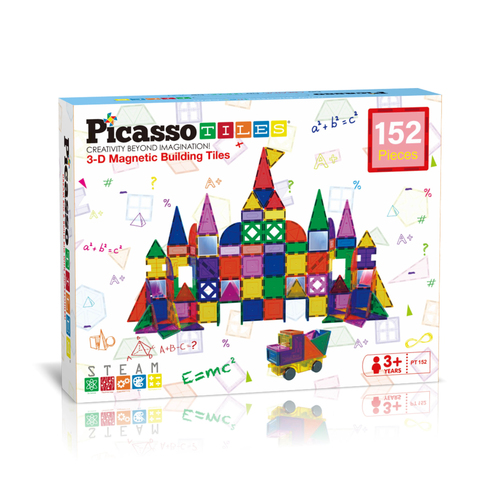 PicassoTiles 152pc Magnetic Tiles Mirror Design Set