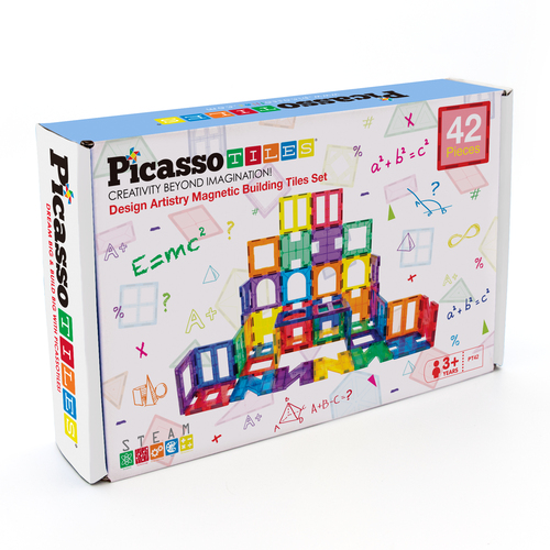 PicassoTiles Magnetic Tile Building Set de formes uniques  42 Pieces