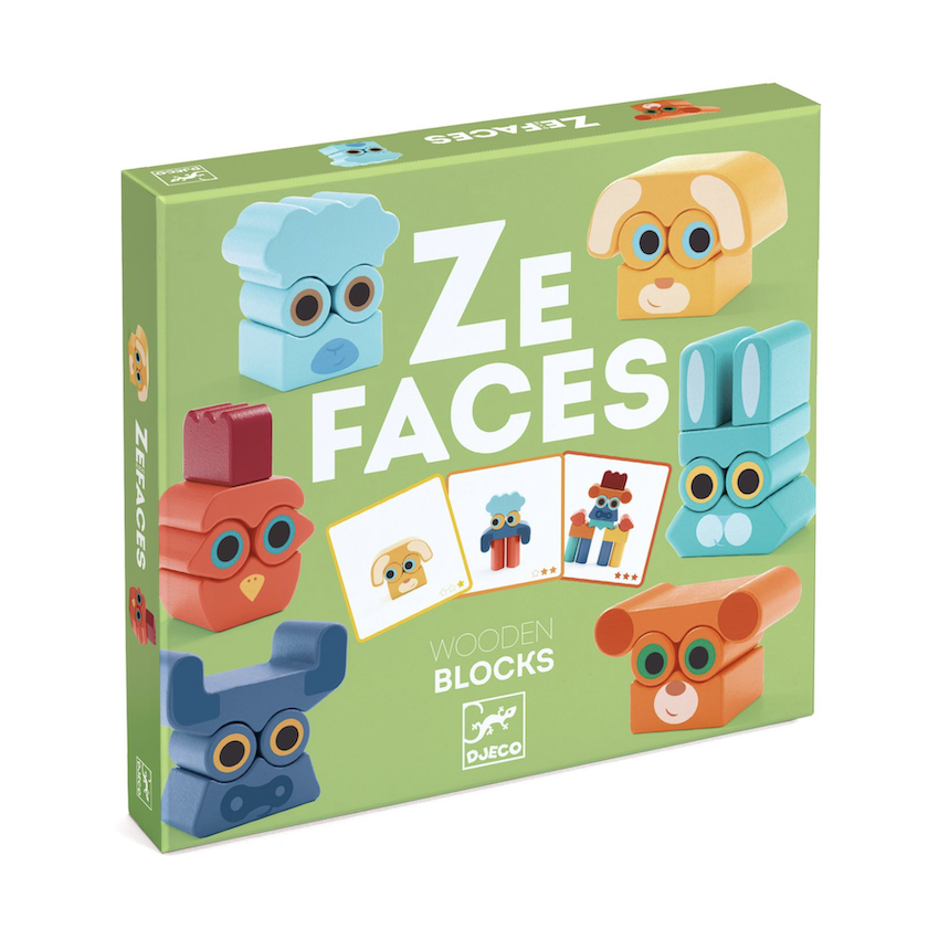 Ze Faces - wooden blocks - Djeco