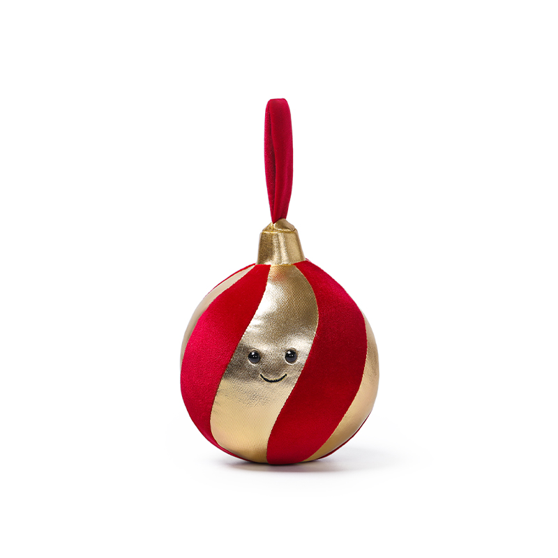 Peluche boule de noel rouge et or