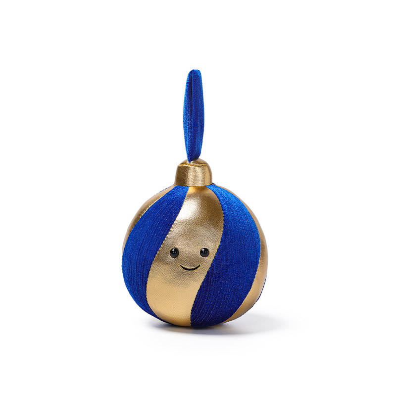 Peluche boule de noel bleu et or