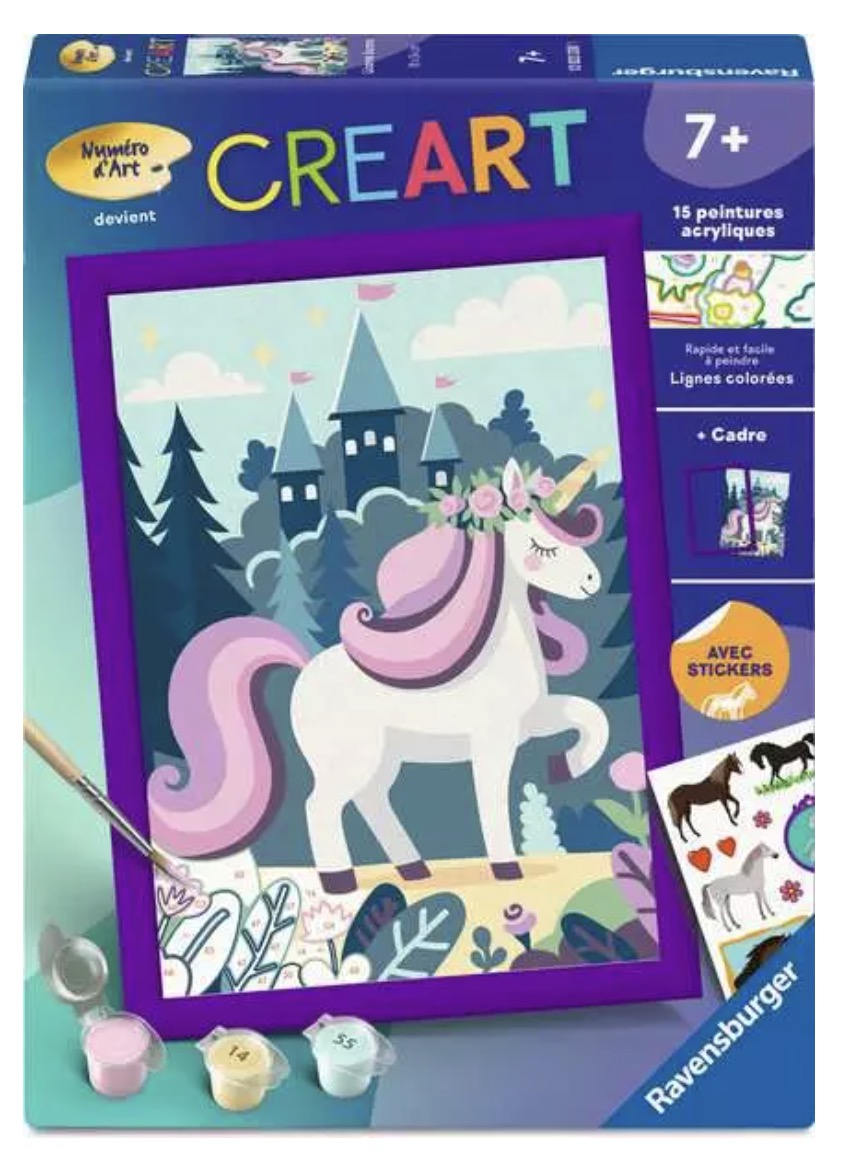CreArt Peinture au numero Licorne et chateau