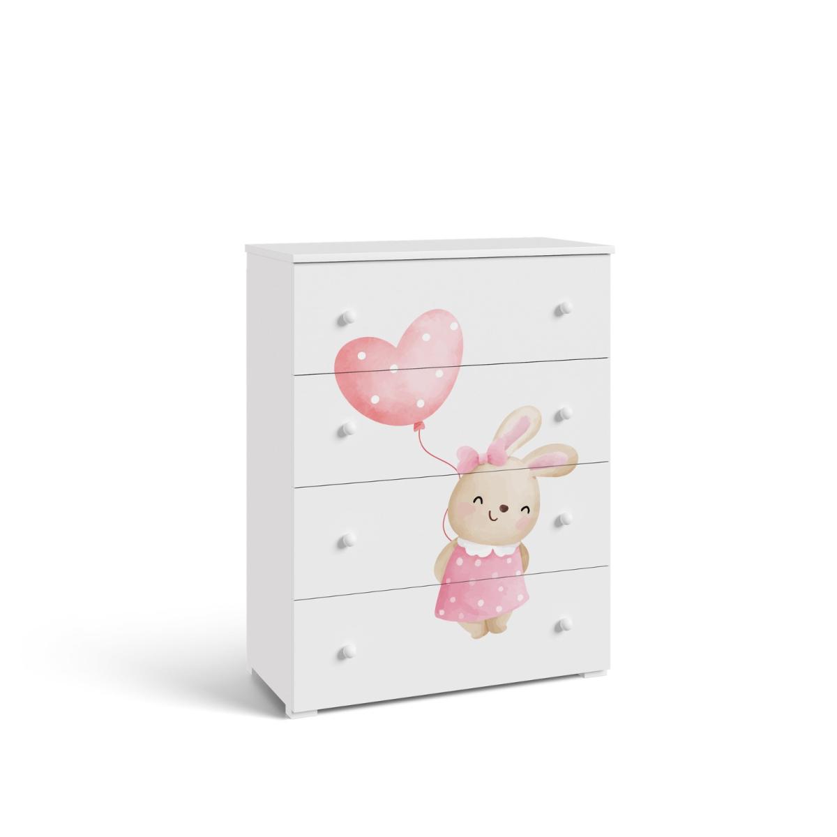 Commode enfant Emily Bunny - blanc, thème Lapin