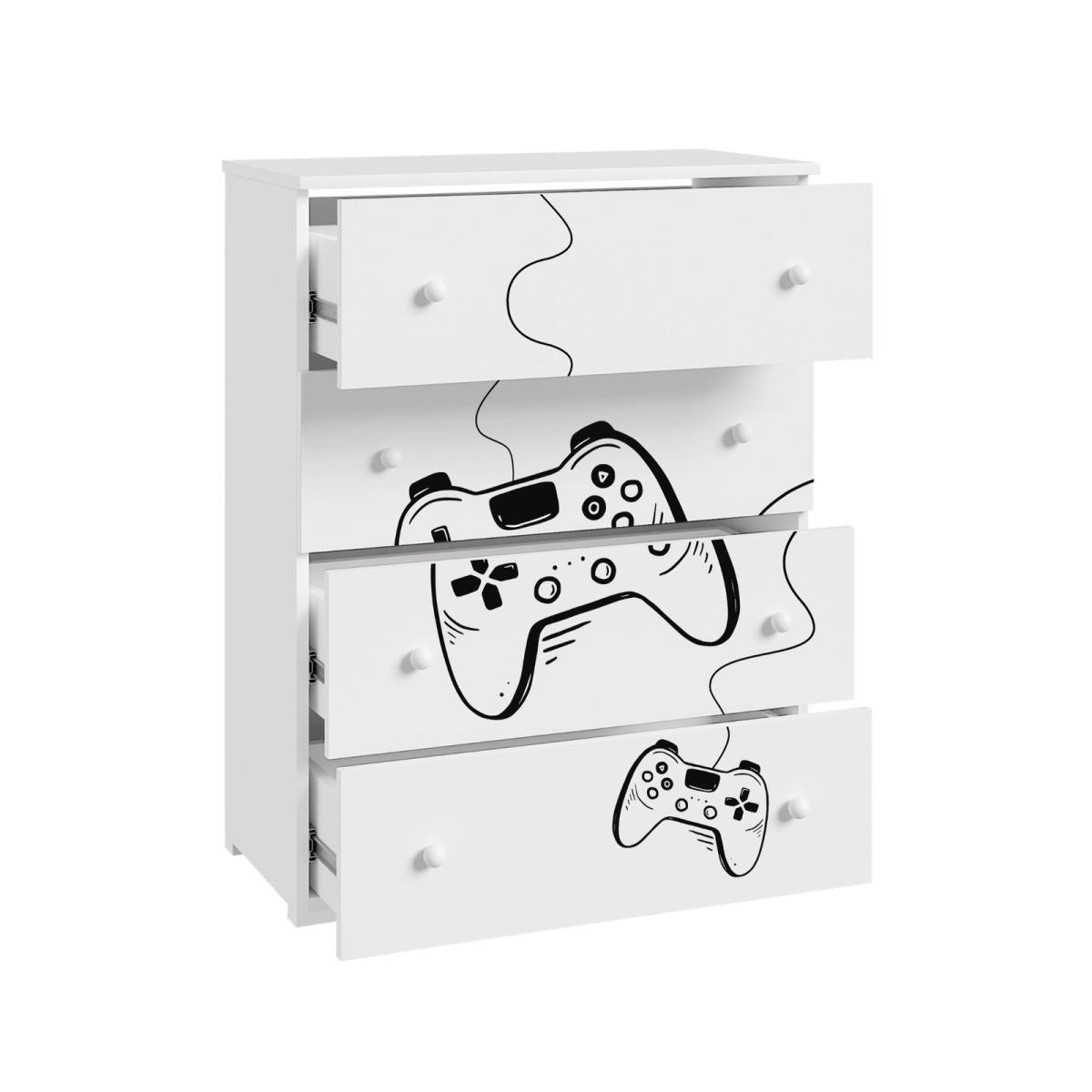 Commode enfant Emily Game - blanc, thème Jeu