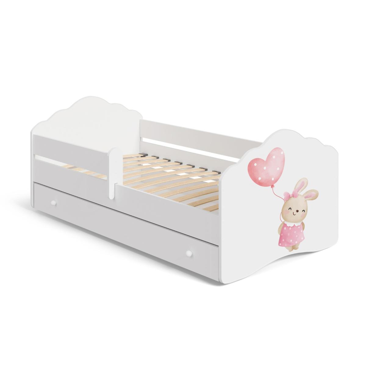 Lit enfant Fala Bunny 140 x 70 cm - barrière et tiroir, thème Lapin