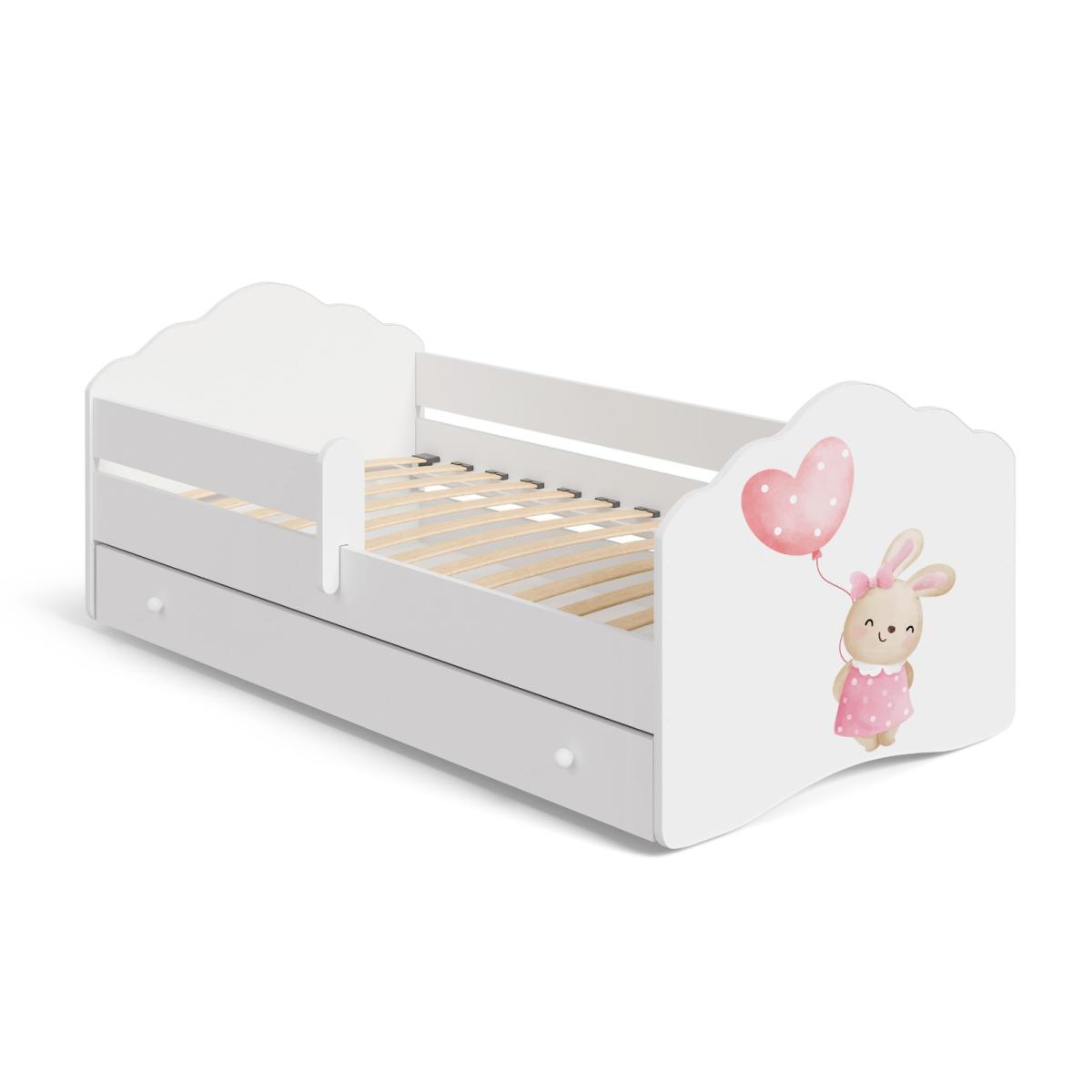 Lit enfant Fala Bunny 160 x 80 cm - barrière et tiroir, thème Lapin