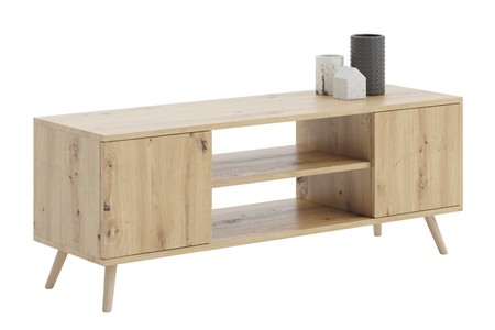Meuble TV Focus 155 cm - chêne artisan, piètement bois