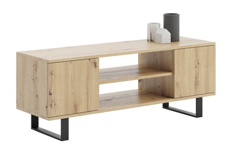 Meuble TV Focus 155 cm - chêne artisan, piètement métal