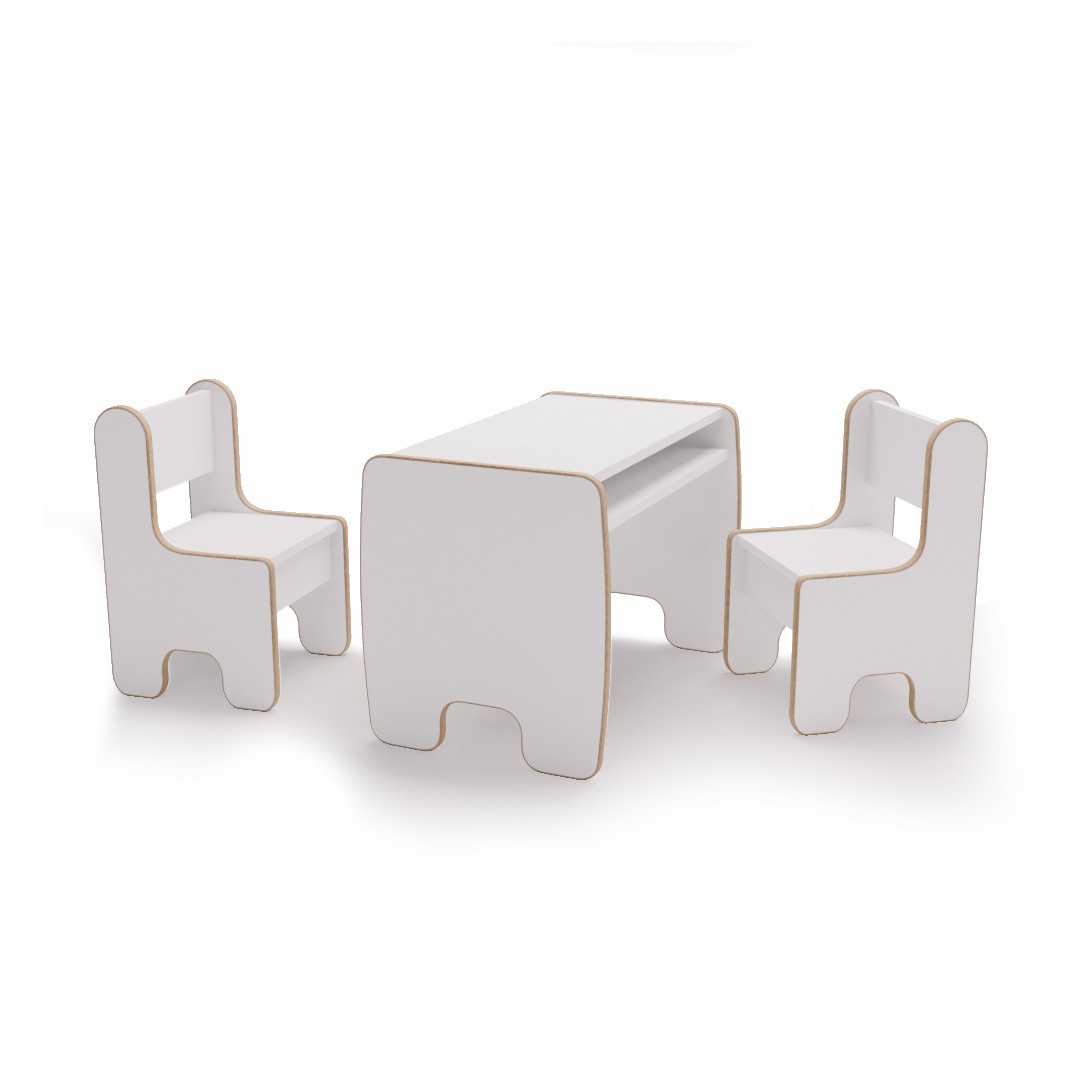 Ensemble table et deux chaises enfant Timi Mdf - blanc