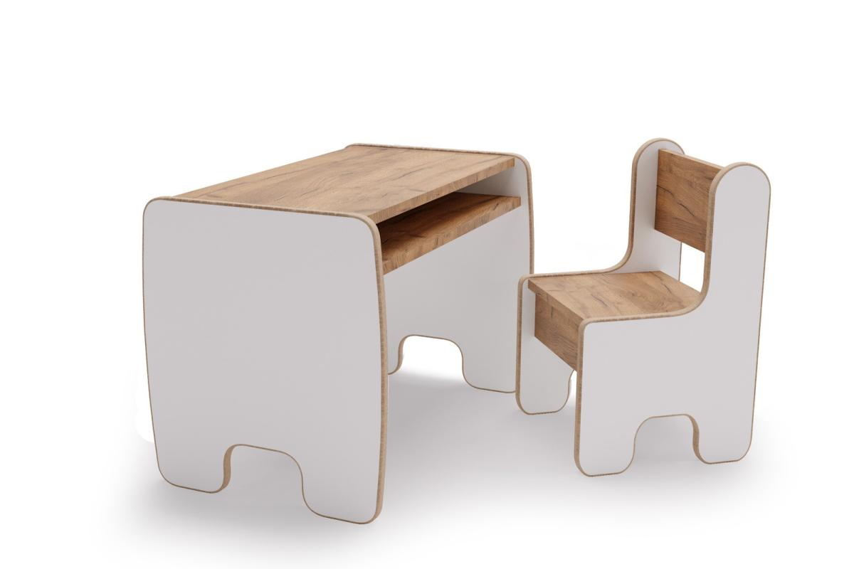 Ensemble table et une chaise enfant Timi Mdf Oak Gold - blanc et chêne