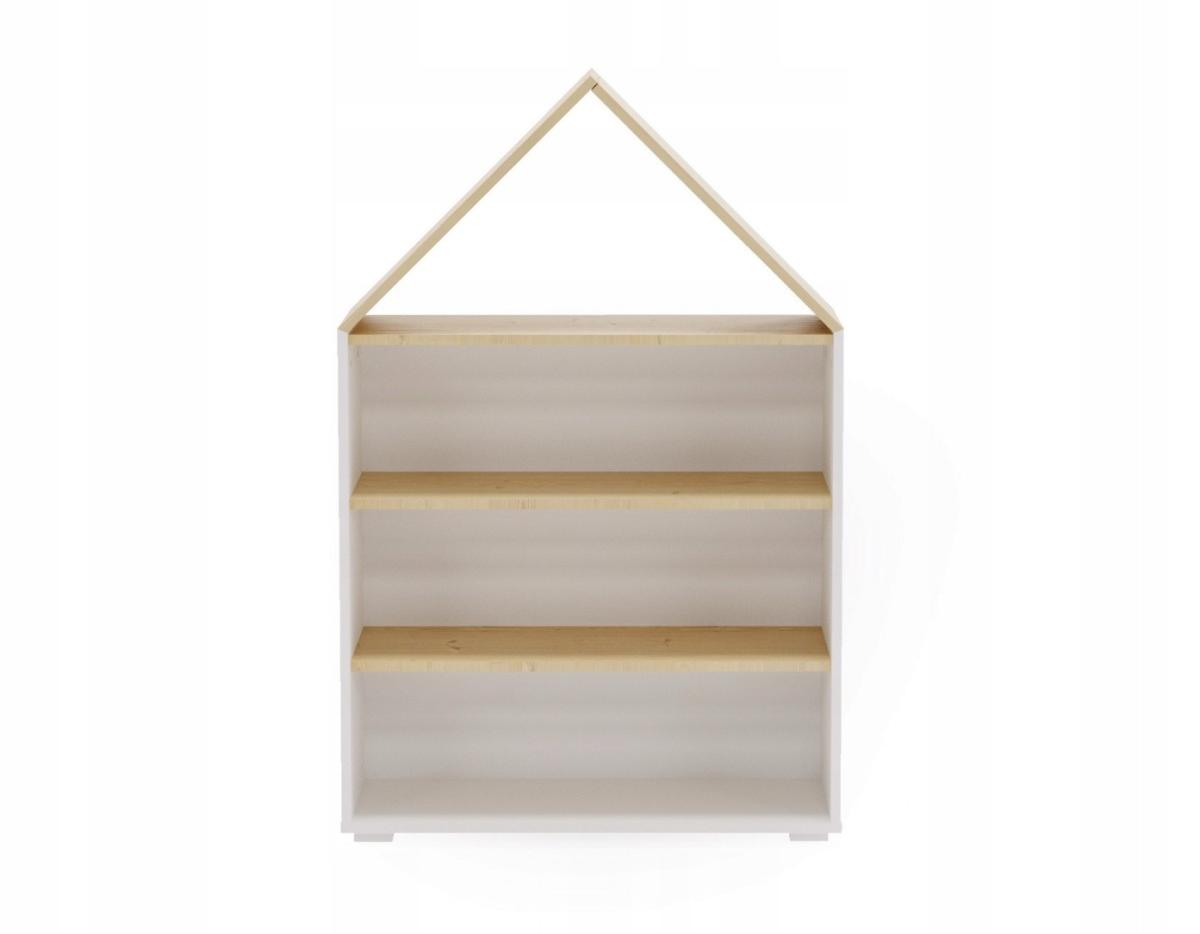 Bibliothèque Puffi - blanc et érable, tiroir