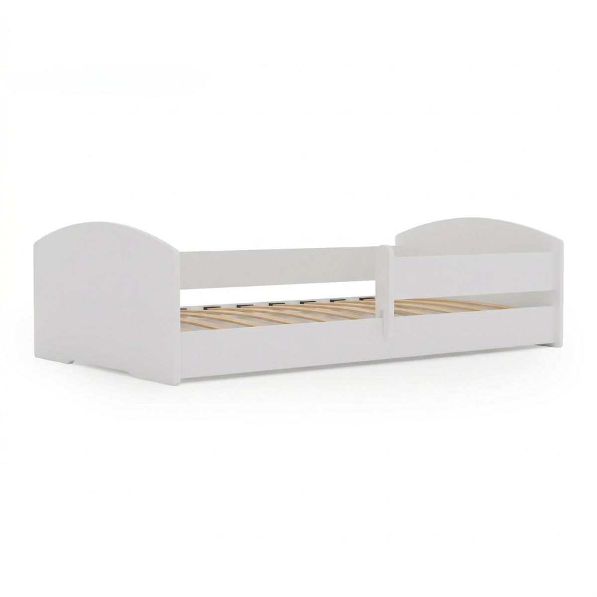 Lit enfant Montessori Leo 160 x 80 cm - lit au sol, barrière de sécurité, blanc