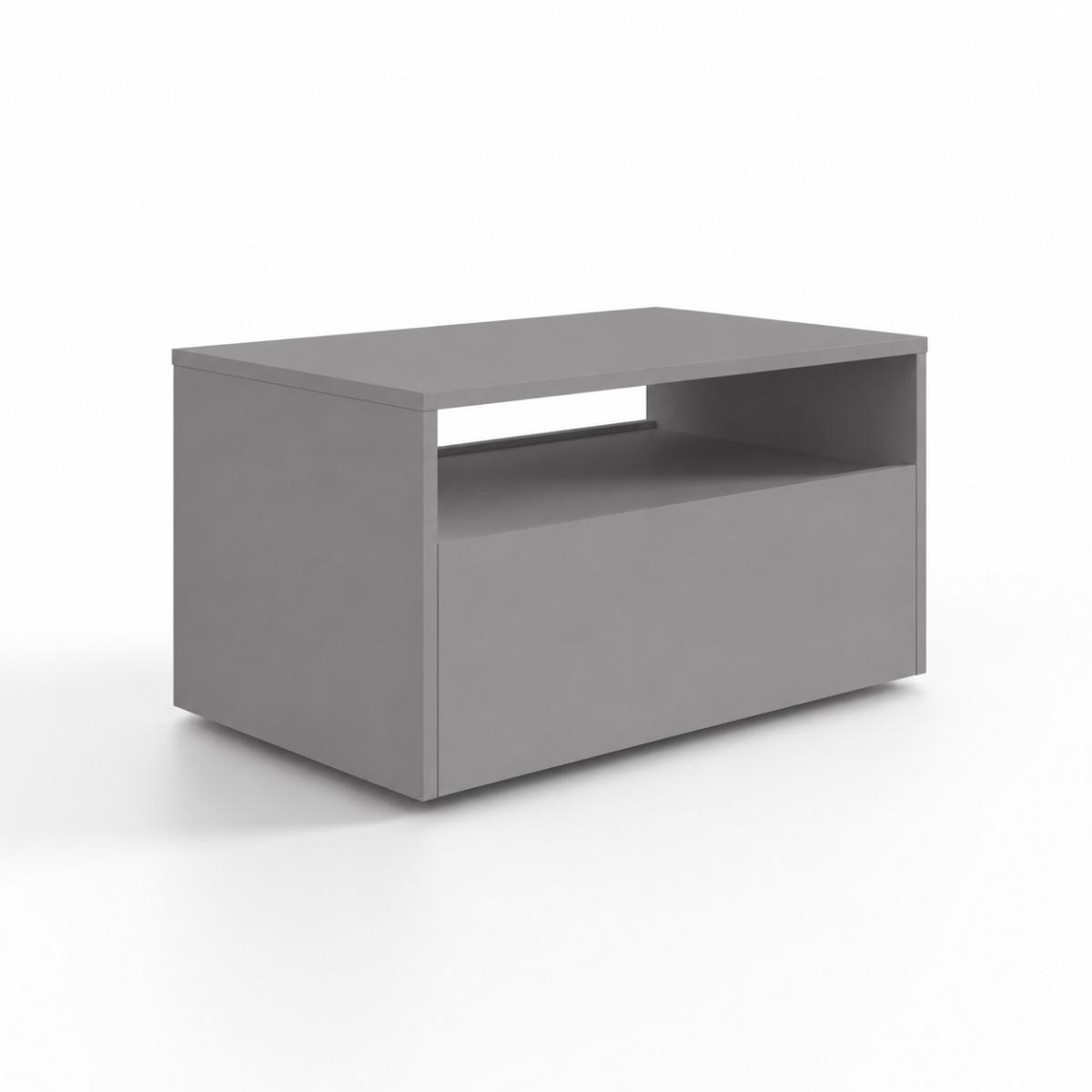 Table basse Lino 80 x 50 cm - roulettes et tiroir, gris