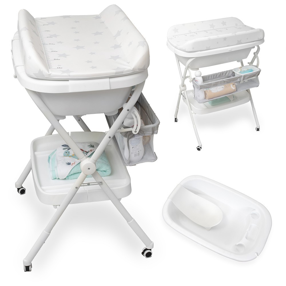 Baignoire bébé multifonction Interbaby - plan à langer et transat, motif étoiles