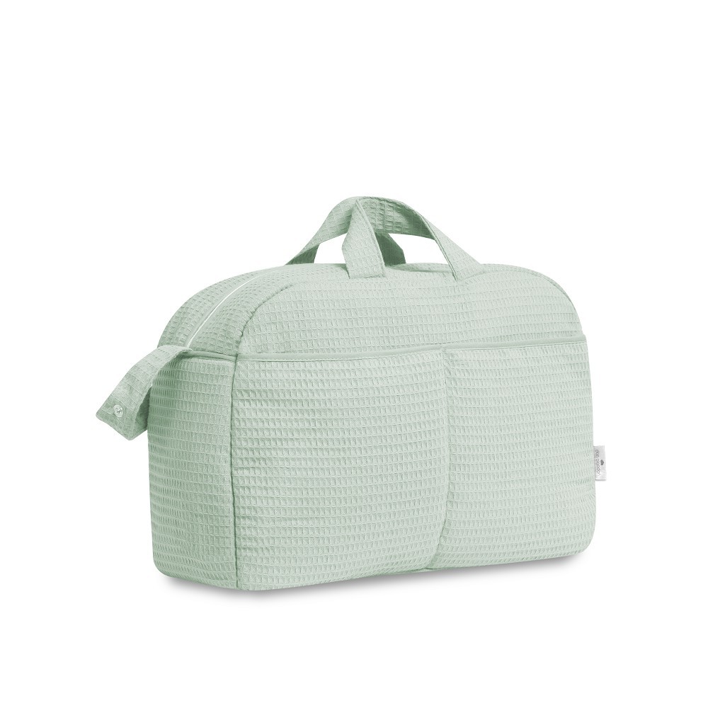 Sac à langer Interbaby - coton nid d'abeille - vert menthe - trousse et matelas à langer