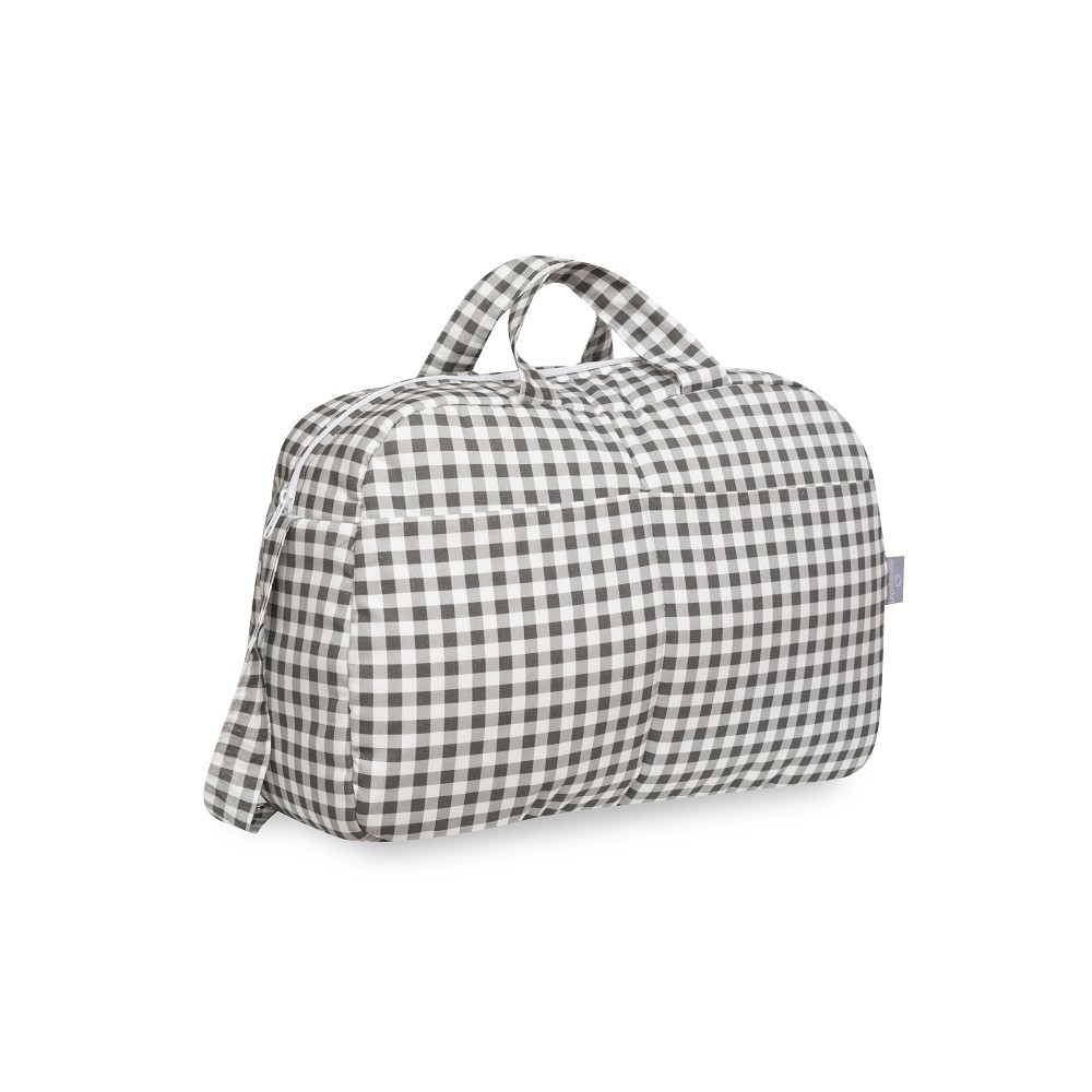 Sac à langer Interbaby vichy - gris foncé - trousse et matelas à langer