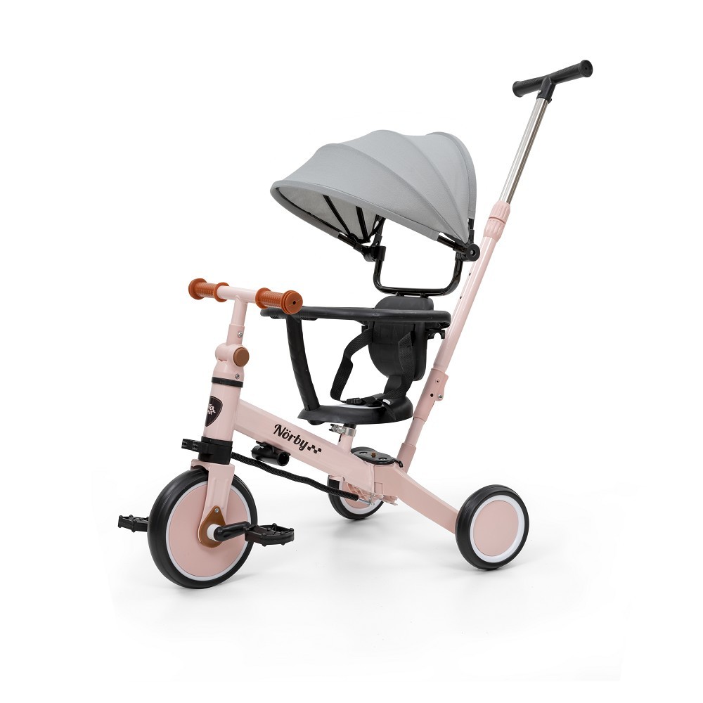 Tricycle évolutif multifonction Interbaby - rose - canne parentale