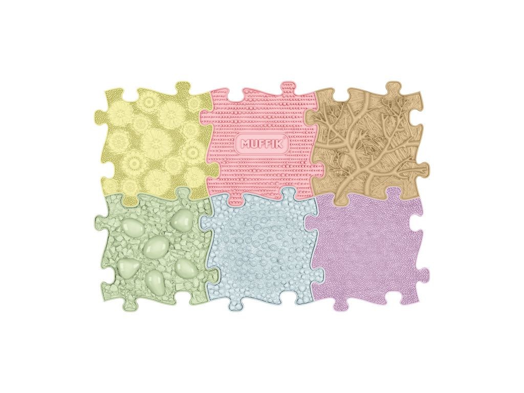 Tapis sensoriel Muffik ensemble Bébé pastel - 6 pièces, pastel
