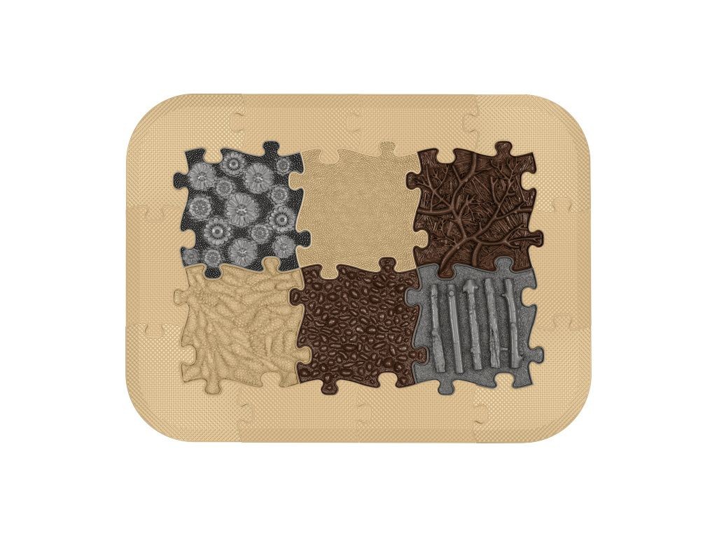 Tapis sensoriel Muffik ensemble Senior - 16 pièces, beige, graphite, marron
