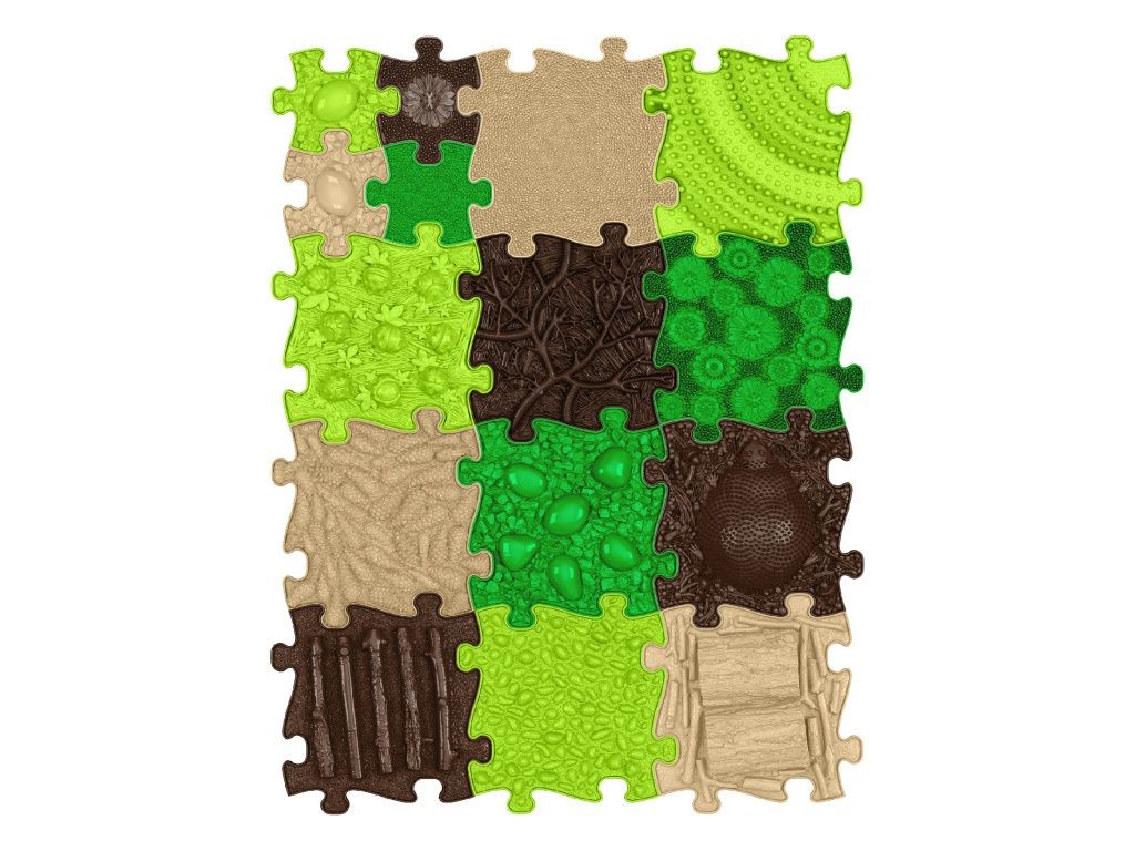 Tapis sensoriel Muffik ensemble Nature - 15 pièces, vert, marron, beige