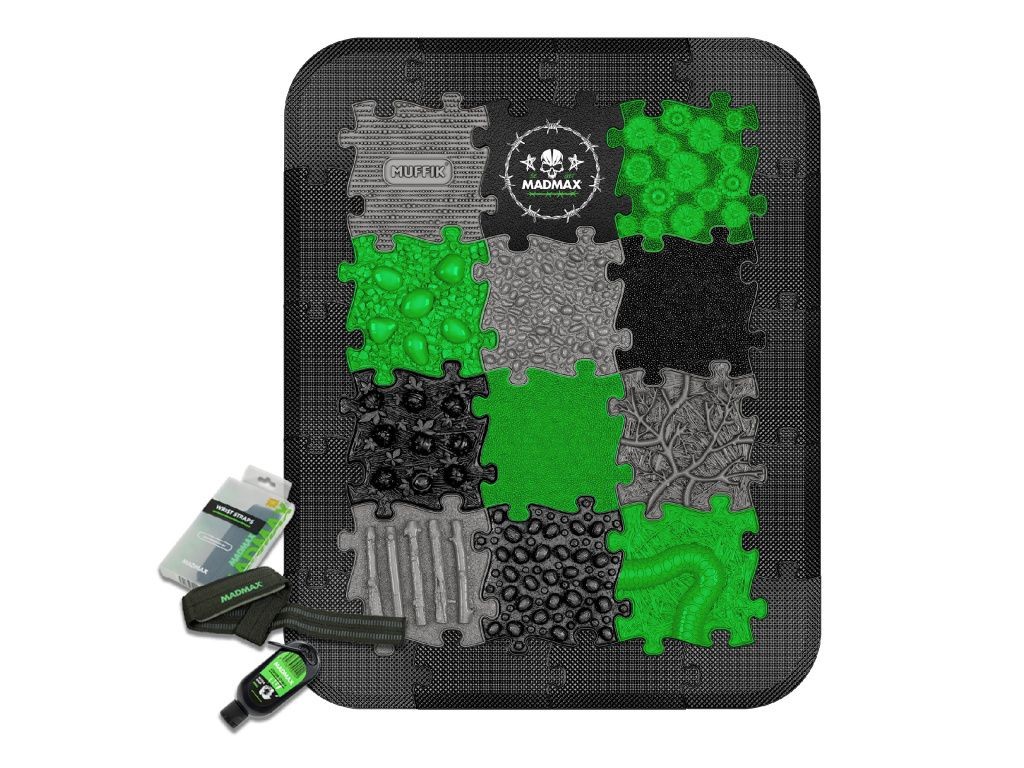 Tapis sensoriel Muffik ensemble Gym - 28 pièces, graphite, vert, noir
