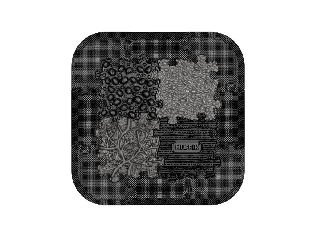 Tapis sensoriel Muffik ensemble Power - 12 pièces, noir, graphite