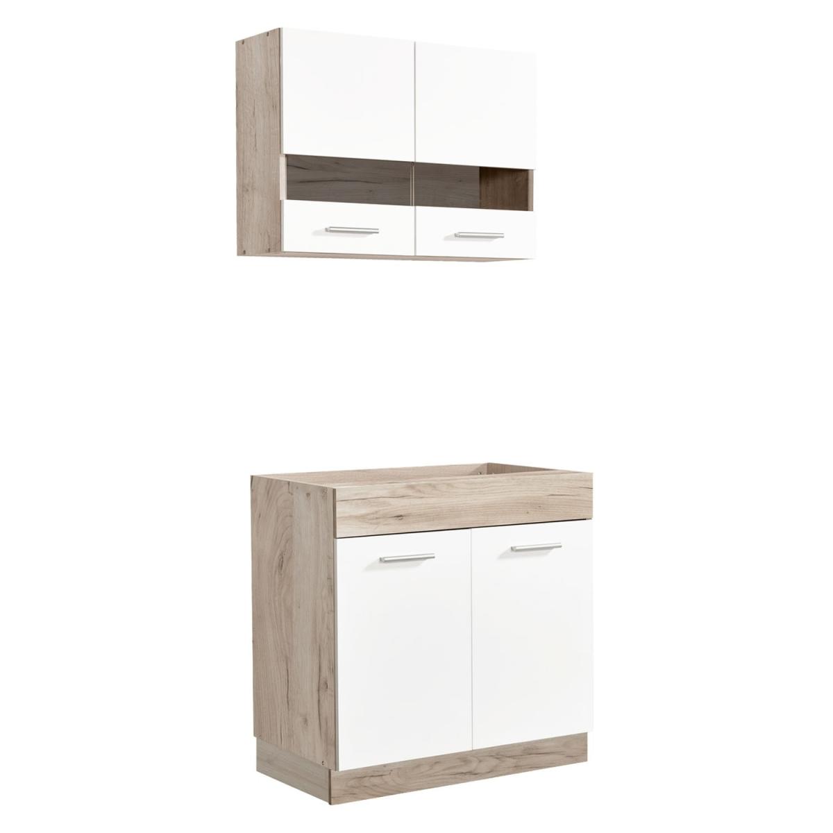 Cuisine compacte 80 cm blanc et chêne