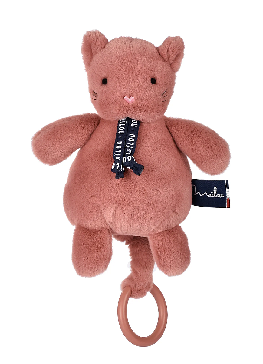 Boite a musique peluche-chat dorlotin-bois de rose - Mailou