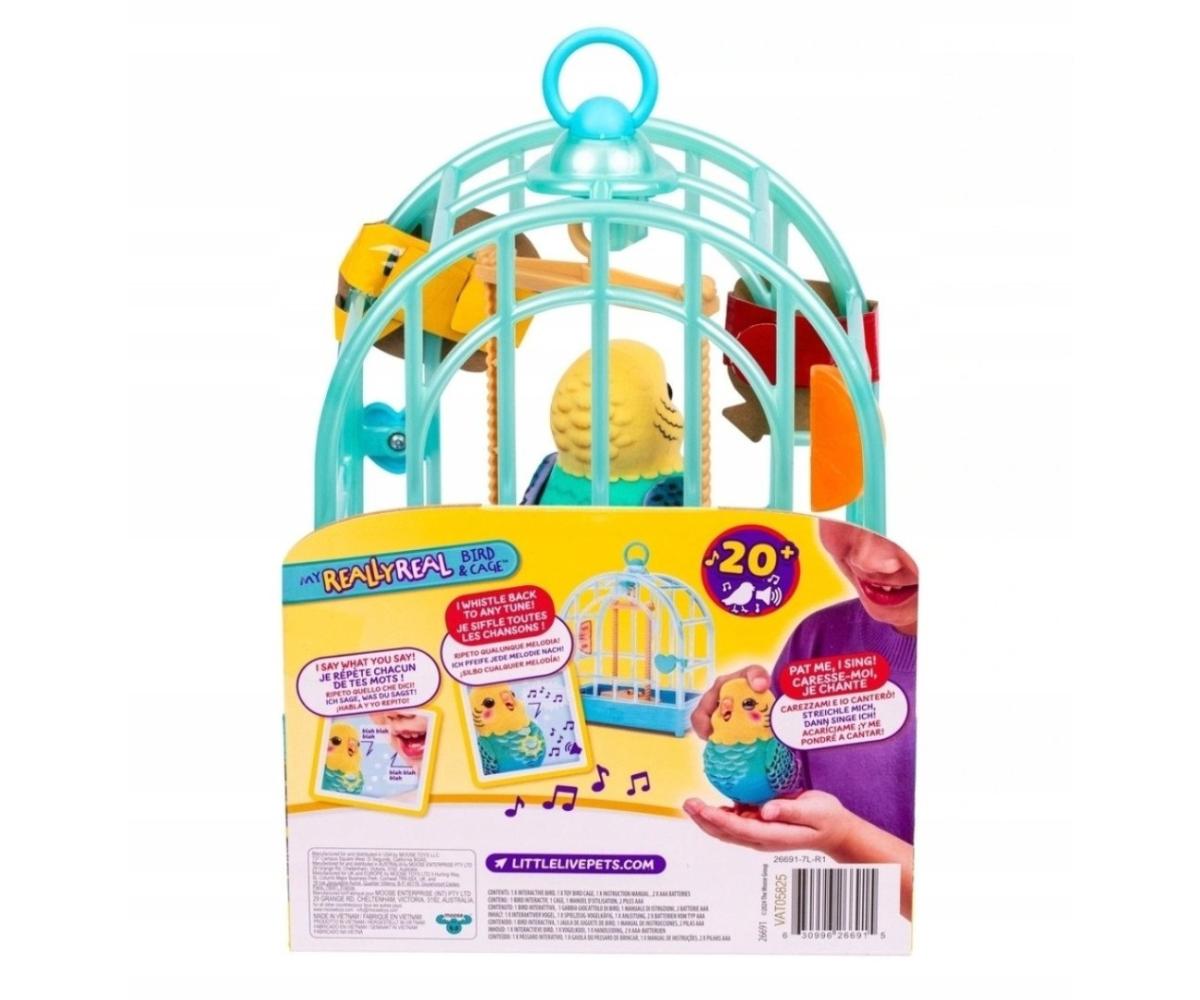 Peluche interactive Little Live Pets Moose 26691 - oiseau parleur et sa cage