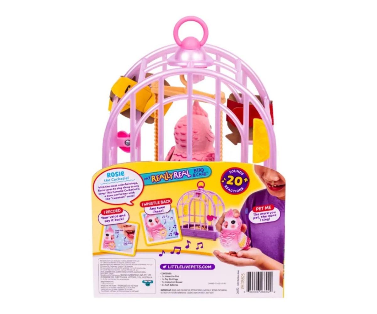 Peluche interactive Little Live Pets Moose 26692 - oiseau parleur et sa cage coloris 2