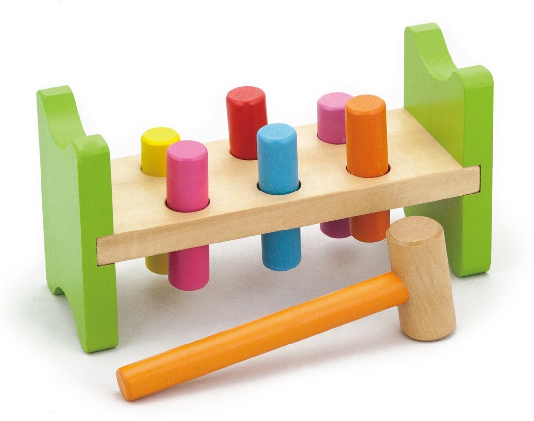 Jeu de marteau Viga 50827 - bois, 6 chevilles colorées