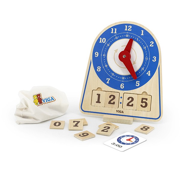 Horloge d'apprentissage Viga 44547 - bois, lecture de l'heure