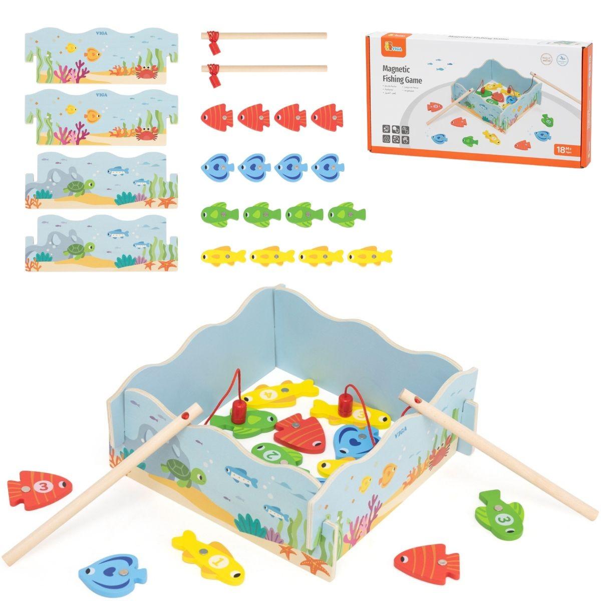 Jeu de pêche magnétique Viga 44843 - bois, poissons chiffrés