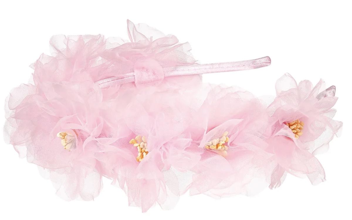 Diademe en serre tete Nina  fleur rose