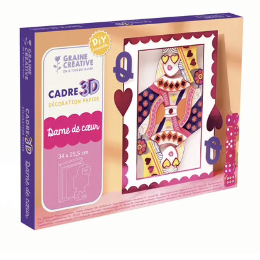 Cadre 3D en papier - Dame de coeur