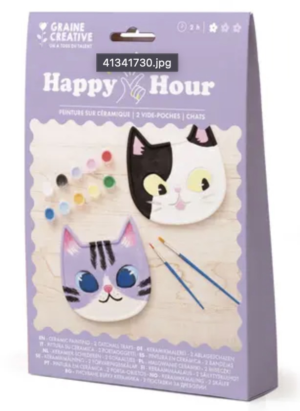 Peinture sur ceramique chat Happy hour