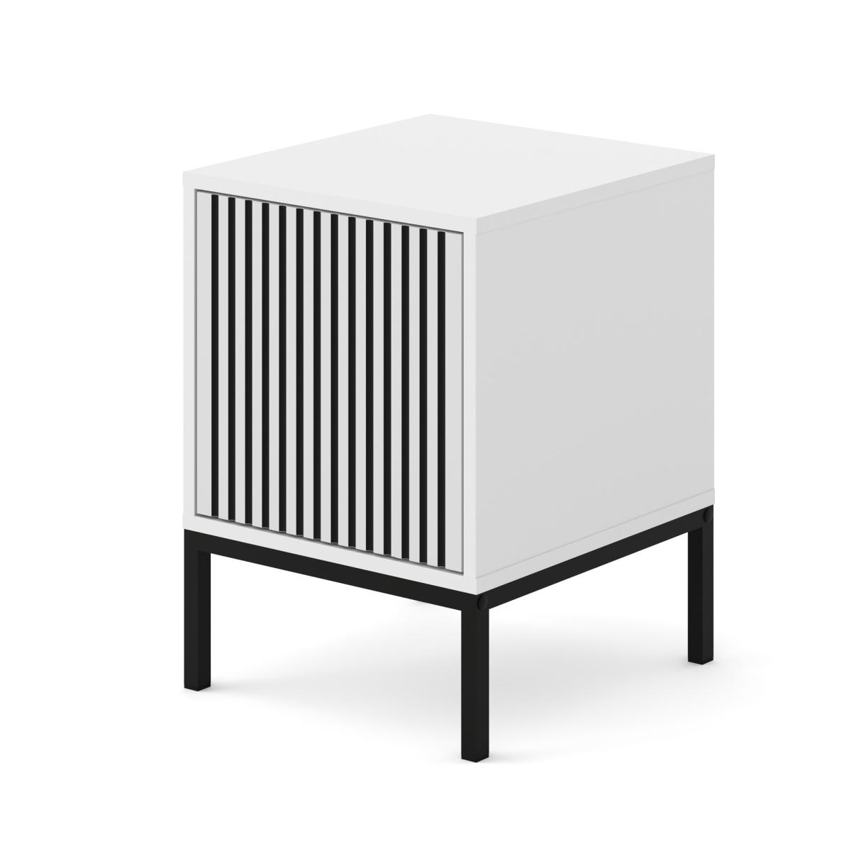 Caisson de bureau Ravenna F façade fraisée - Corps blanc mat, façades blanc et noir mat