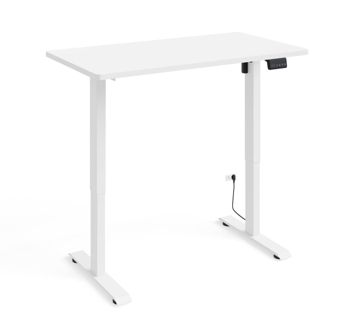 Bureau assis-debout BIMotion 120 x 65 cm - piètement blanc mat, plateau blanc mat