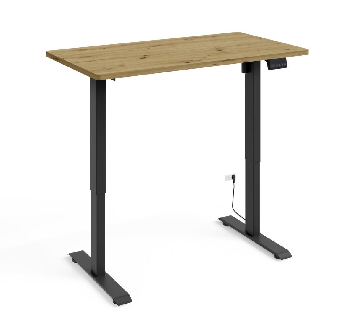 Bureau assis-debout BIMotion 120 x 65 cm - piètement noir mat, plateau chêne artisan