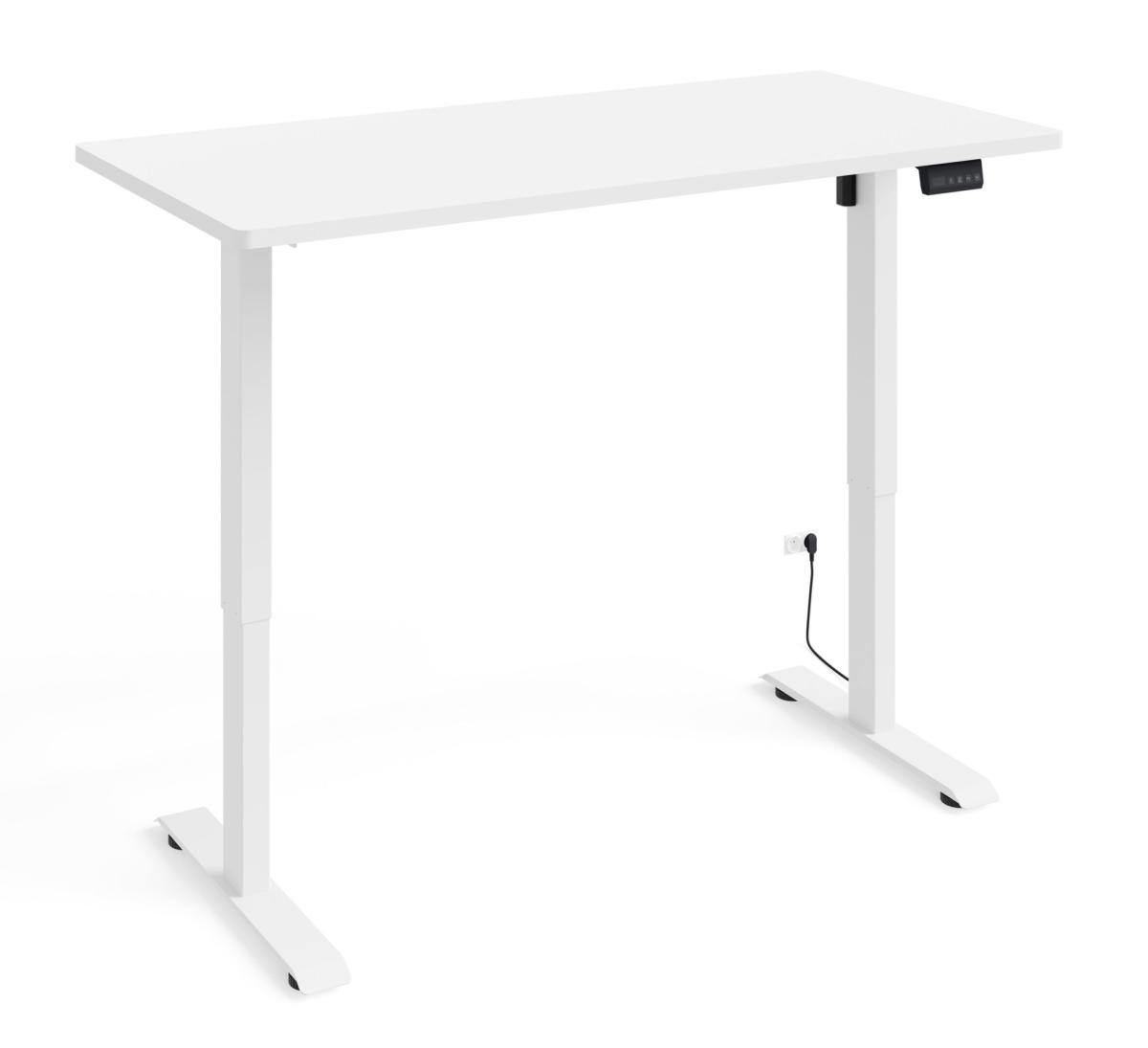 Bureau assis-debout BIMotion 140 x 70 cm - piètement blanc mat, plateau blanc mat
