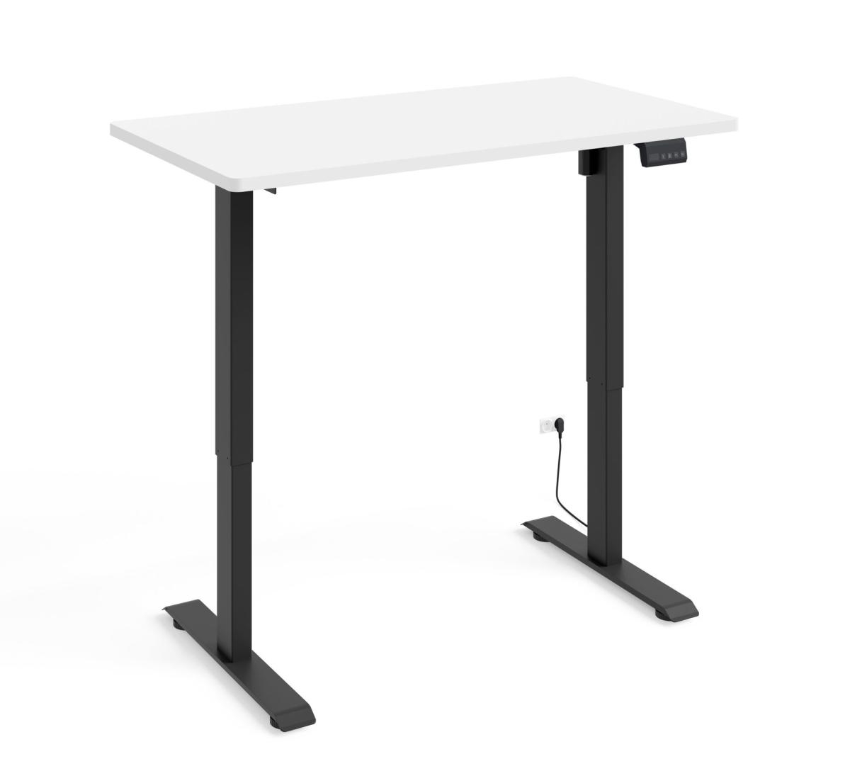 Bureau assis-debout BIMotion 140 x 70 cm - piètement noir mat, plateau blanc mat