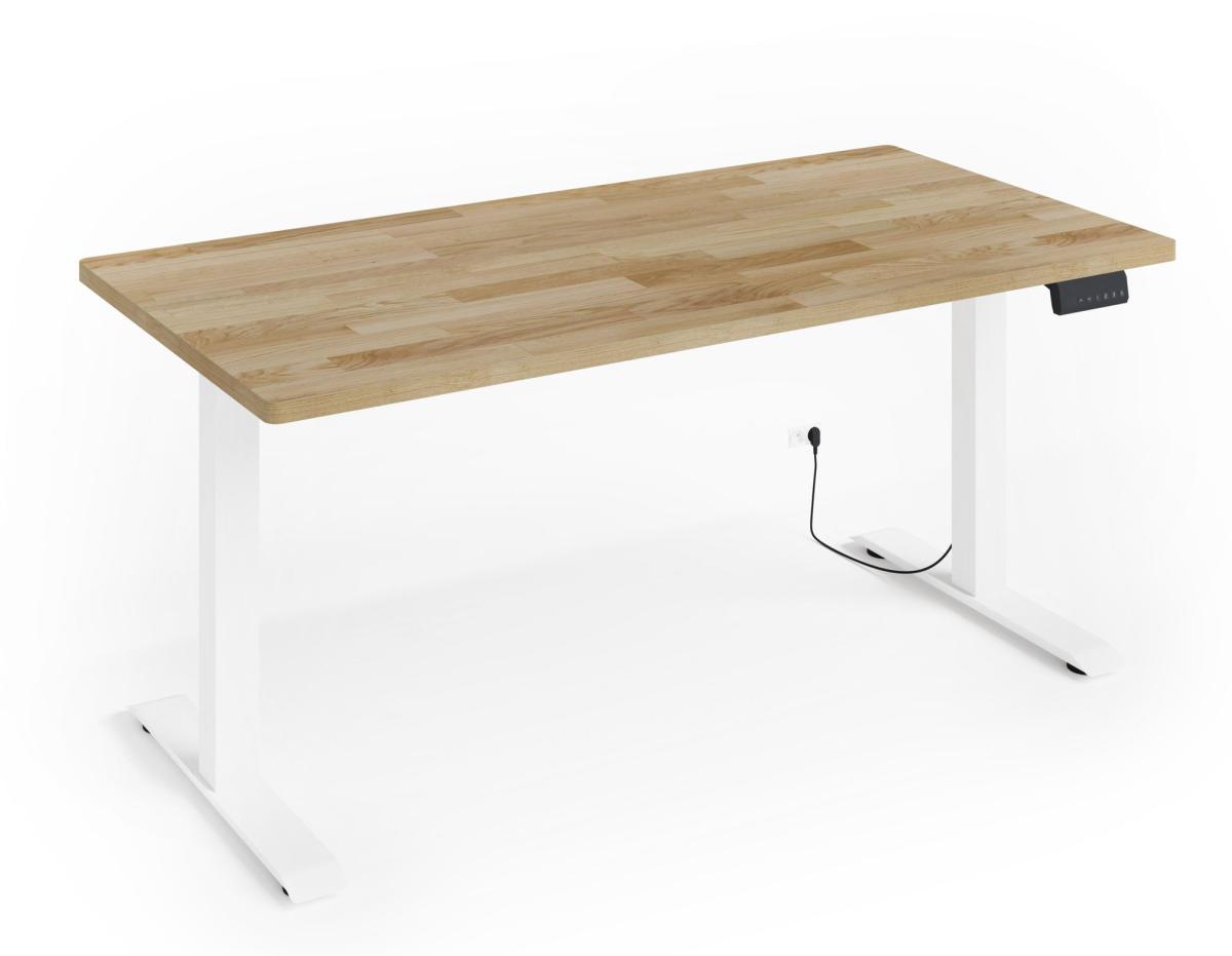 Bureau assis-debout BIM Natural 160 x 80 cm - Blanc mat / chêne naturel