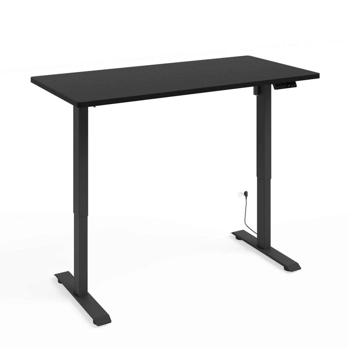 Bureau assis-debout BIMotion 140 x 70 cm - piètement noir mat, plateau noir mat