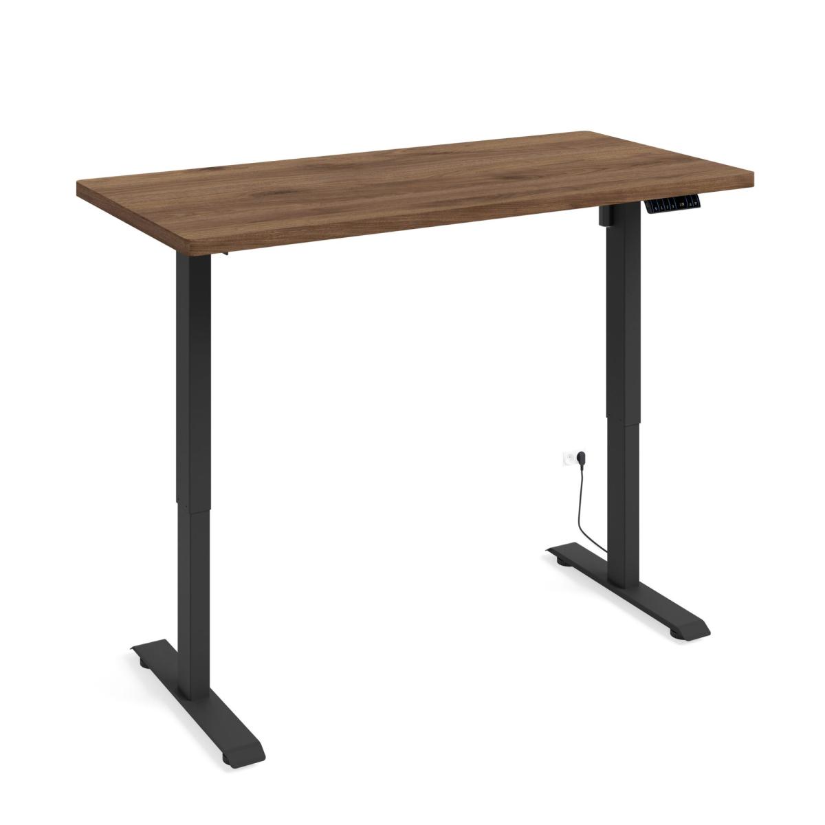Bureau assis-debout BIMotion 140 x 70 cm - piètement noir mat, plateau noyer