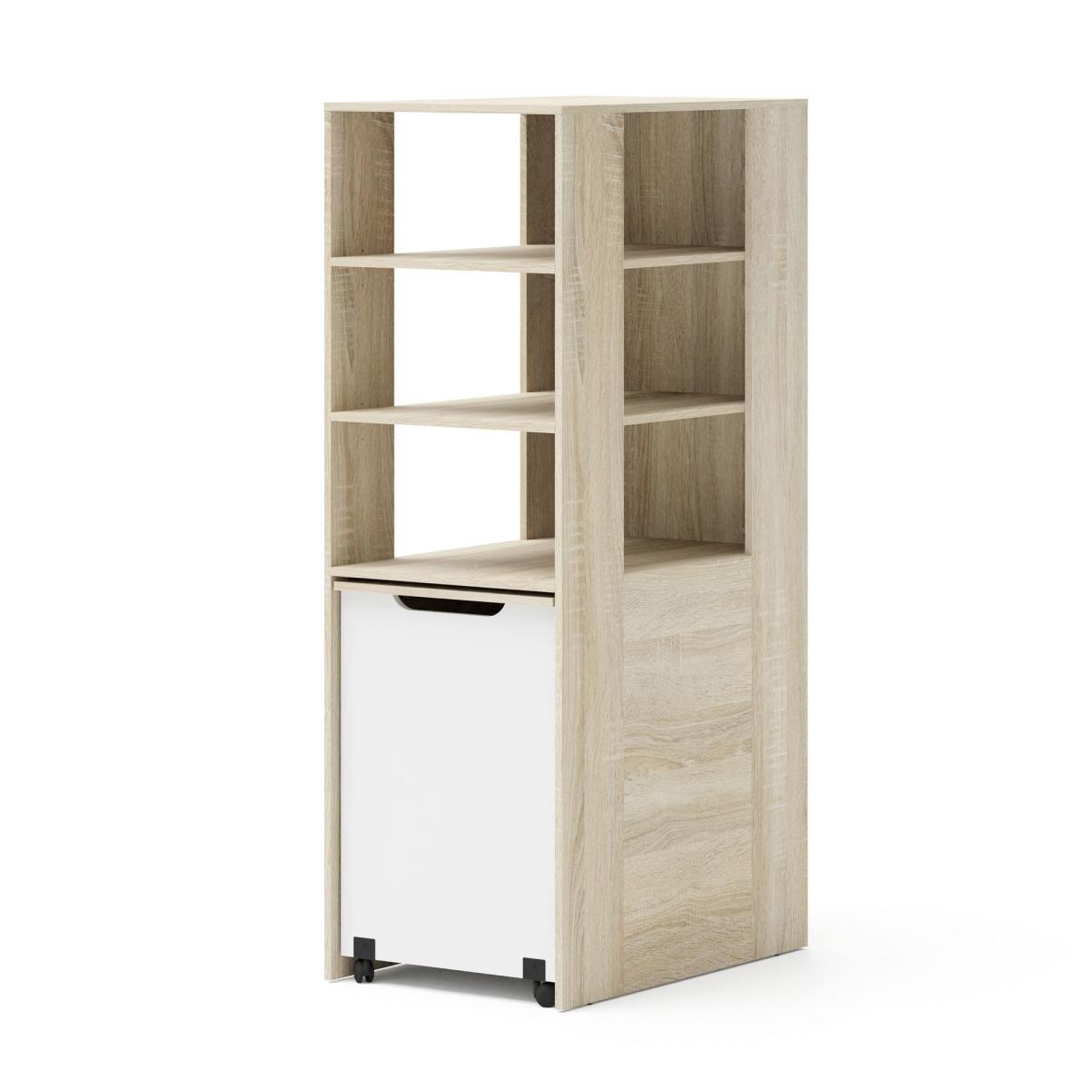 Étagère avec bureau coulissant SAMOA / FUJI - Chêne cremona / blanc mat