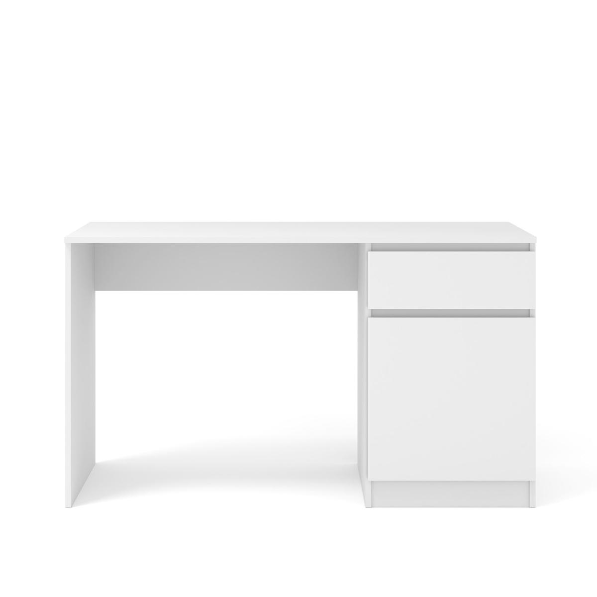 Bureau MAJA 130 cm avec tiroir et caisson - Blanc mat