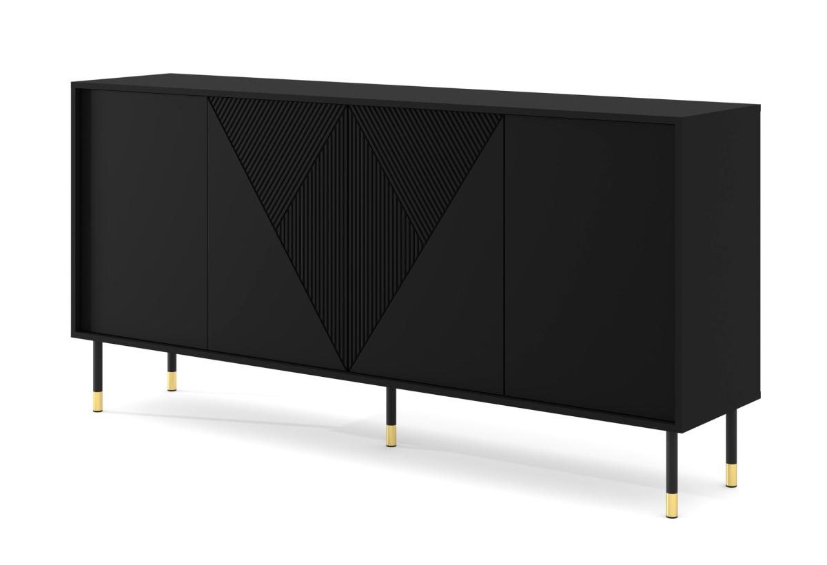 Buffet Woody 180 cm 4 portes - noir mat